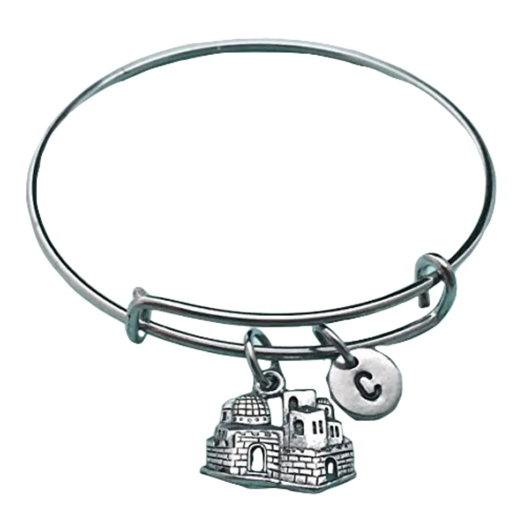 Jerusalem bangle, Jerusalem charm bracelet, expandable bangle, charm bangle, personalized bracelet, initial bracelet, monogram