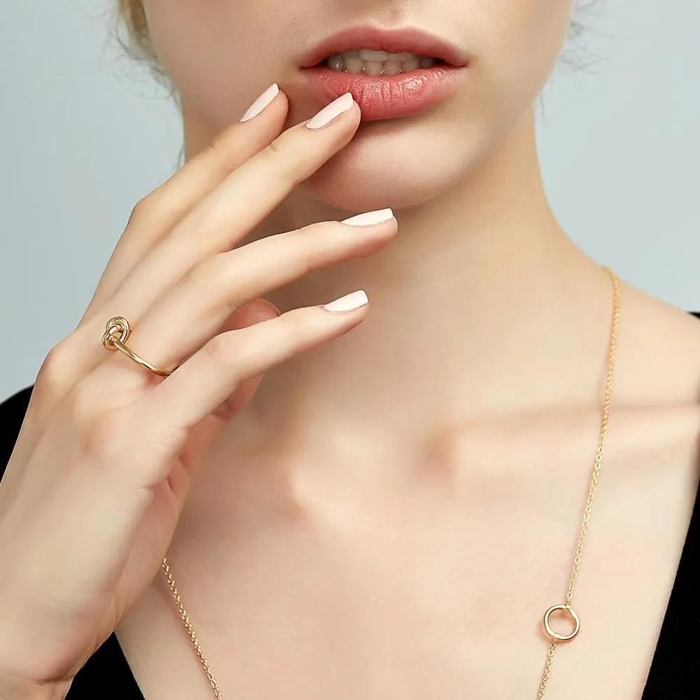 Knot Rings Stainless Steel Rose Gold Color Mini Ring Knuckle Rings For Women Jewelry SSS-0507-ENF-354