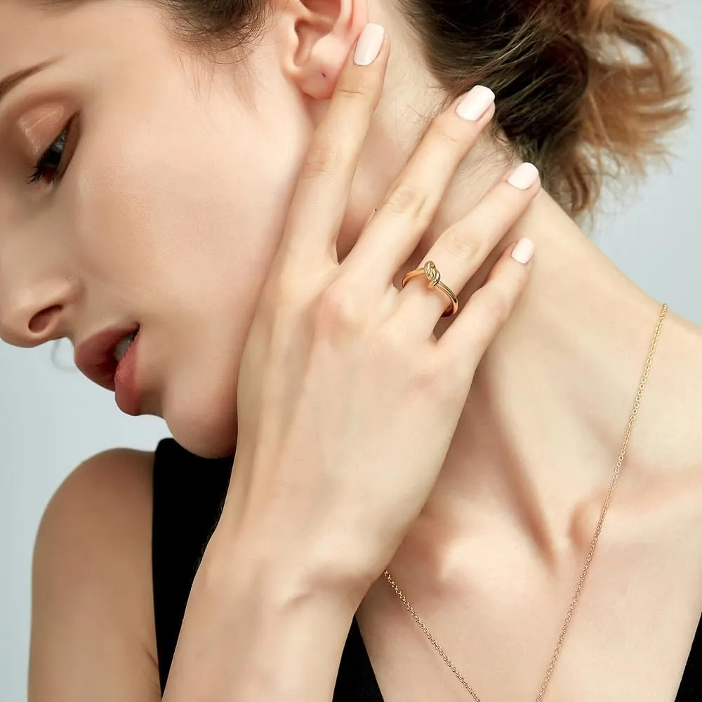 Knot Rings Stainless Steel Rose Gold Color Mini Ring Knuckle Rings For Women Jewelry SSS-0507-ENF-354