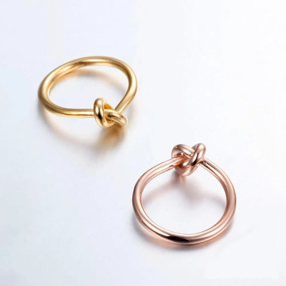 Knot Rings Stainless Steel Rose Gold Color Mini Ring Knuckle Rings For Women Jewelry SSS-0507-ENF-354