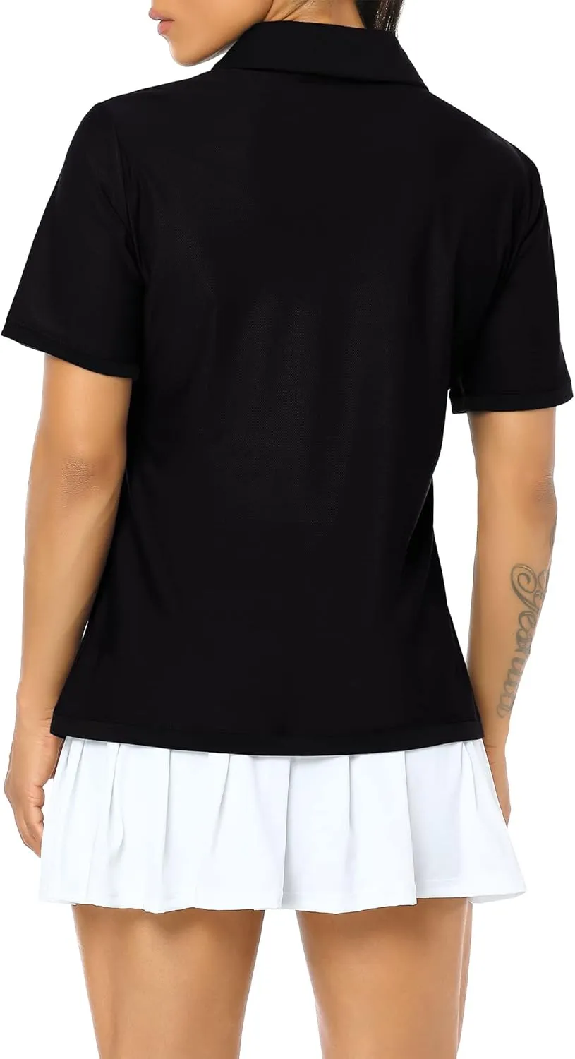 KOJOOIN Women's Golf Polo Shirts Racerback Golf Polo Shirts Short Sleeve Moisture Wicking Collared Shirts Casual Work Tennis