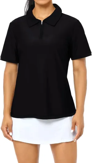 KOJOOIN Women's Golf Polo Shirts Racerback Golf Polo Shirts Short Sleeve Moisture Wicking Collared Shirts Casual Work Tennis