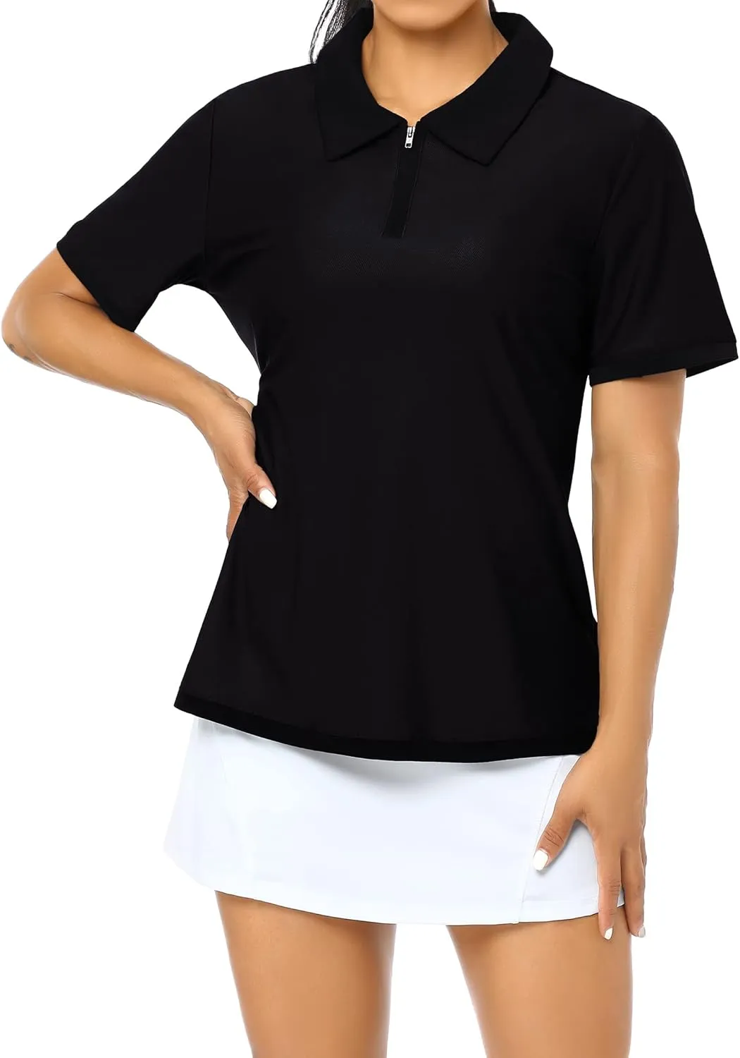 KOJOOIN Women's Golf Polo Shirts Racerback Golf Polo Shirts Short Sleeve Moisture Wicking Collared Shirts Casual Work Tennis