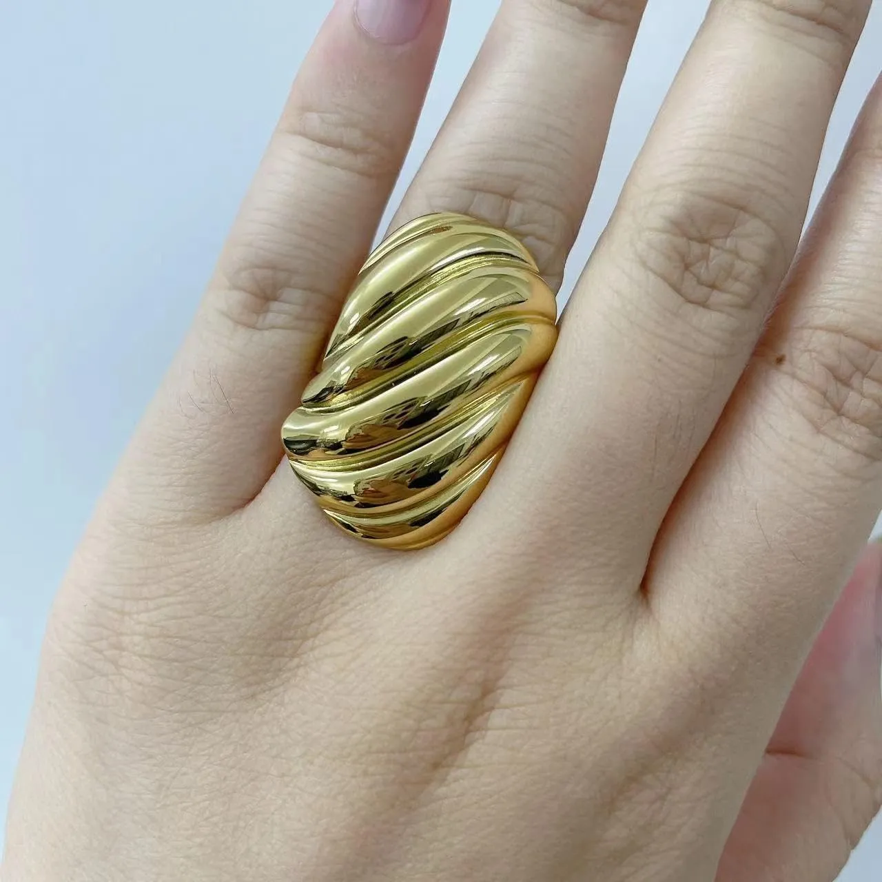 Kokoma Rectangle Statement Ring for Women Men Stainless Steel Geometric Chunky Ring Adjustable Open Finger Band Stacking Rings Fashion Jewelry