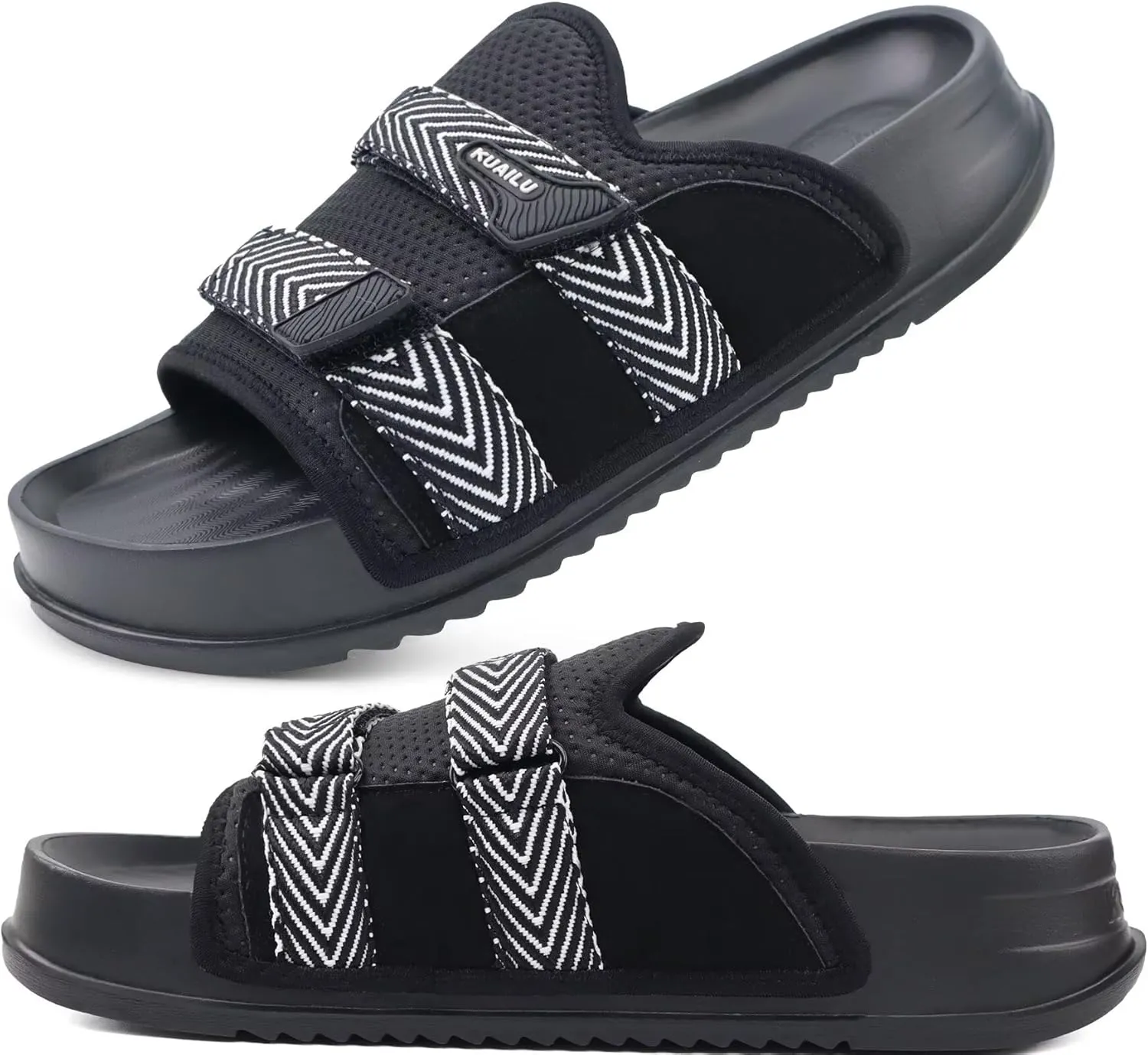KuaiLu Mens Orthotic Sandals Comfortable Arch Support Fabric Sandal Slippers Shoes Man Casual Summer Cushion Slides Slip On Indoor Outdoor - Ultra-soft Comfort Fit Footbed