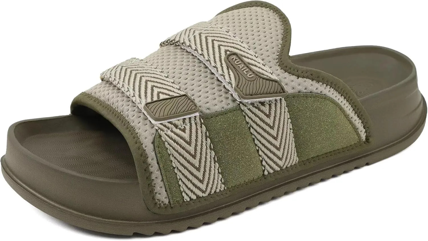 KuaiLu Mens Orthotic Sandals Comfortable Arch Support Fabric Sandal Slippers Shoes Man Casual Summer Cushion Slides Slip On Indoor Outdoor - Ultra-soft Comfort Fit Footbed
