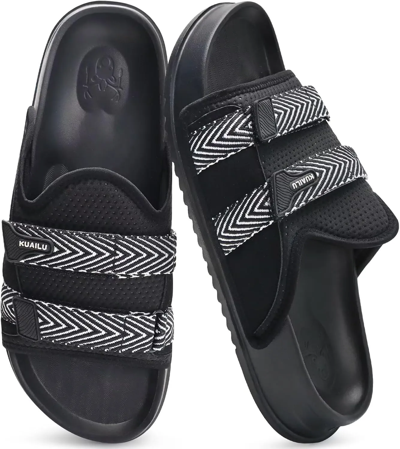 KuaiLu Mens Orthotic Sandals Comfortable Arch Support Fabric Sandal Slippers Shoes Man Casual Summer Cushion Slides Slip On Indoor Outdoor - Ultra-soft Comfort Fit Footbed