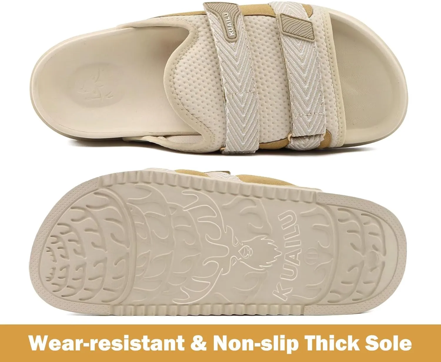 KuaiLu Mens Orthotic Sandals Comfortable Arch Support Fabric Sandal Slippers Shoes Man Casual Summer Cushion Slides Slip On Indoor Outdoor - Ultra-soft Comfort Fit Footbed