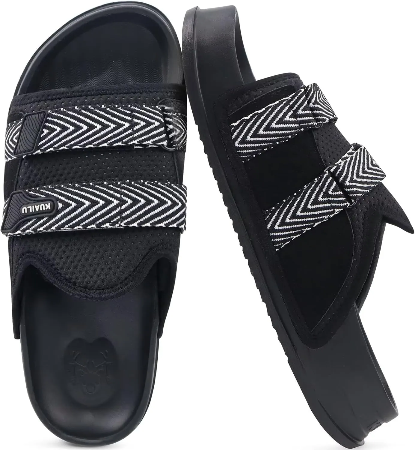 KuaiLu Mens Orthotic Sandals Comfortable Arch Support Fabric Sandal Slippers Shoes Man Casual Summer Cushion Slides Slip On Indoor Outdoor - Ultra-soft Comfort Fit Footbed
