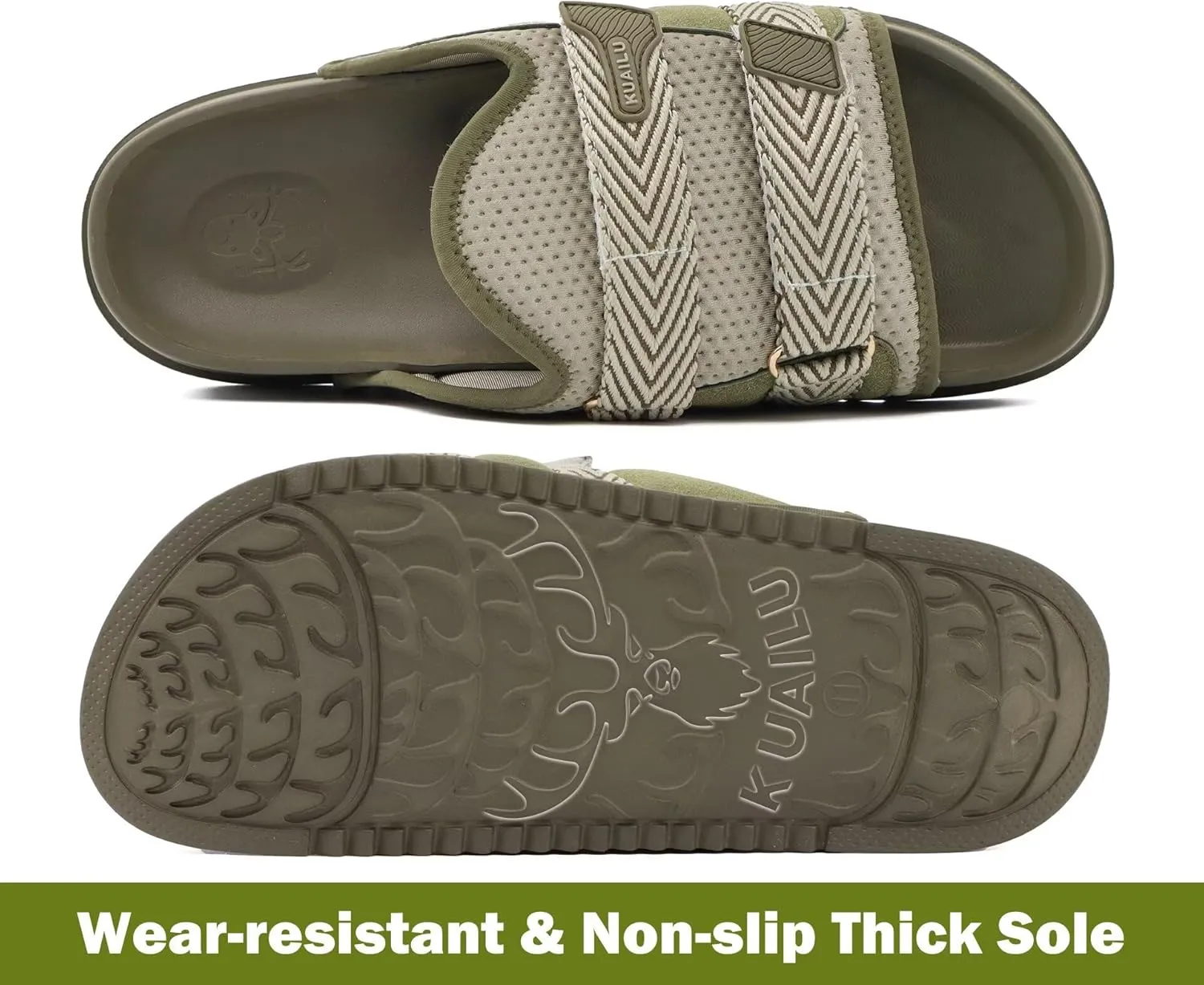 KuaiLu Mens Orthotic Sandals Comfortable Arch Support Fabric Sandal Slippers Shoes Man Casual Summer Cushion Slides Slip On Indoor Outdoor - Ultra-soft Comfort Fit Footbed