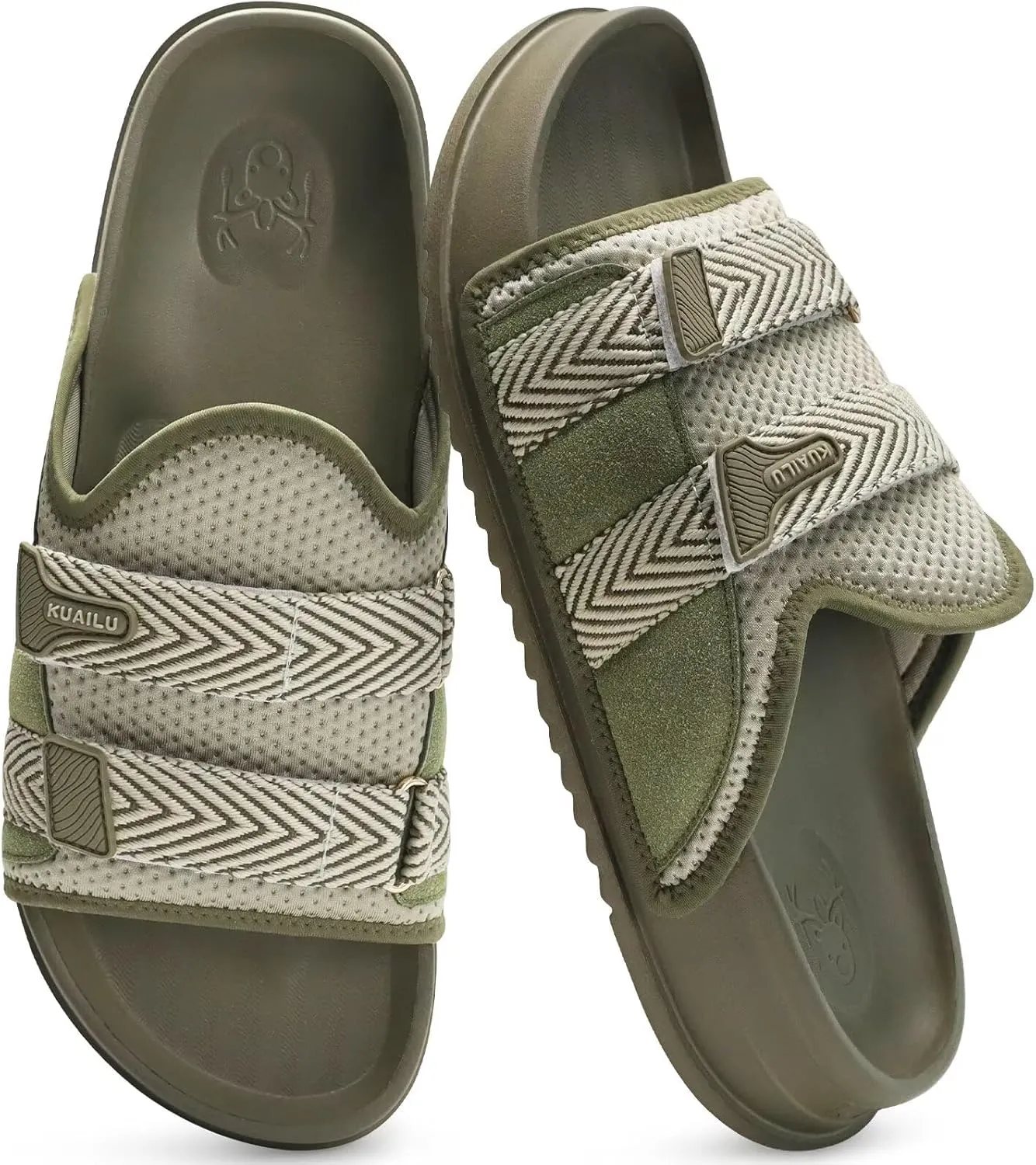 KuaiLu Mens Orthotic Sandals Comfortable Arch Support Fabric Sandal Slippers Shoes Man Casual Summer Cushion Slides Slip On Indoor Outdoor - Ultra-soft Comfort Fit Footbed