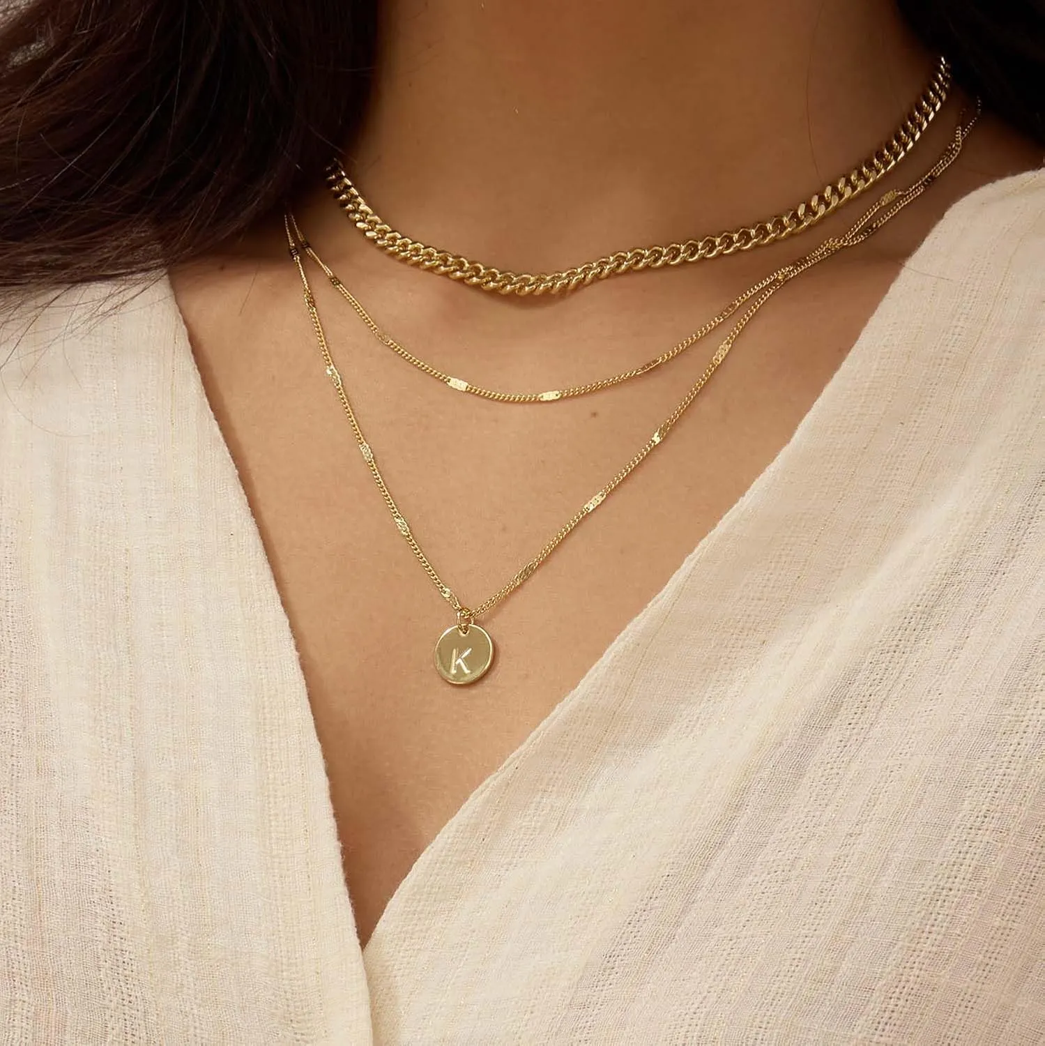 Layered Initial Necklaces for Women 14K Gold Plated Letter A-Z Pendant Necklace Cute Choker Necklace for Women Stackable Necklaces Name Necklaces Jewelry Gifts for Women Trendy