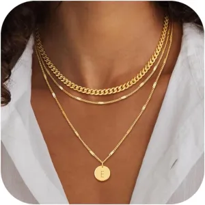 Layered Initial Necklaces for Women 14K Gold Plated Letter A-Z Pendant Necklace Cute Choker Necklace for Women Stackable Necklaces Name Necklaces Jewelry Gifts for Women Trendy
