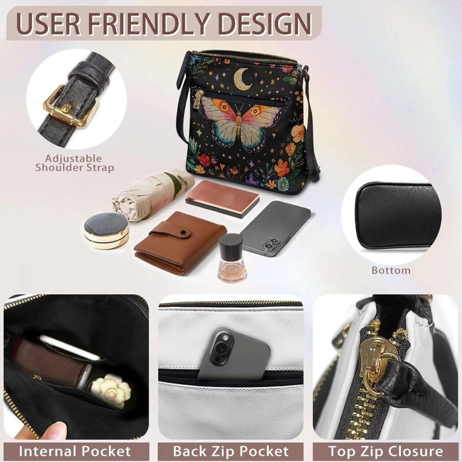 Leather Shoulder Bag for Women Large Crossbody Handbag Sling Hobo Bag with Adjustable Strap for Business Dating