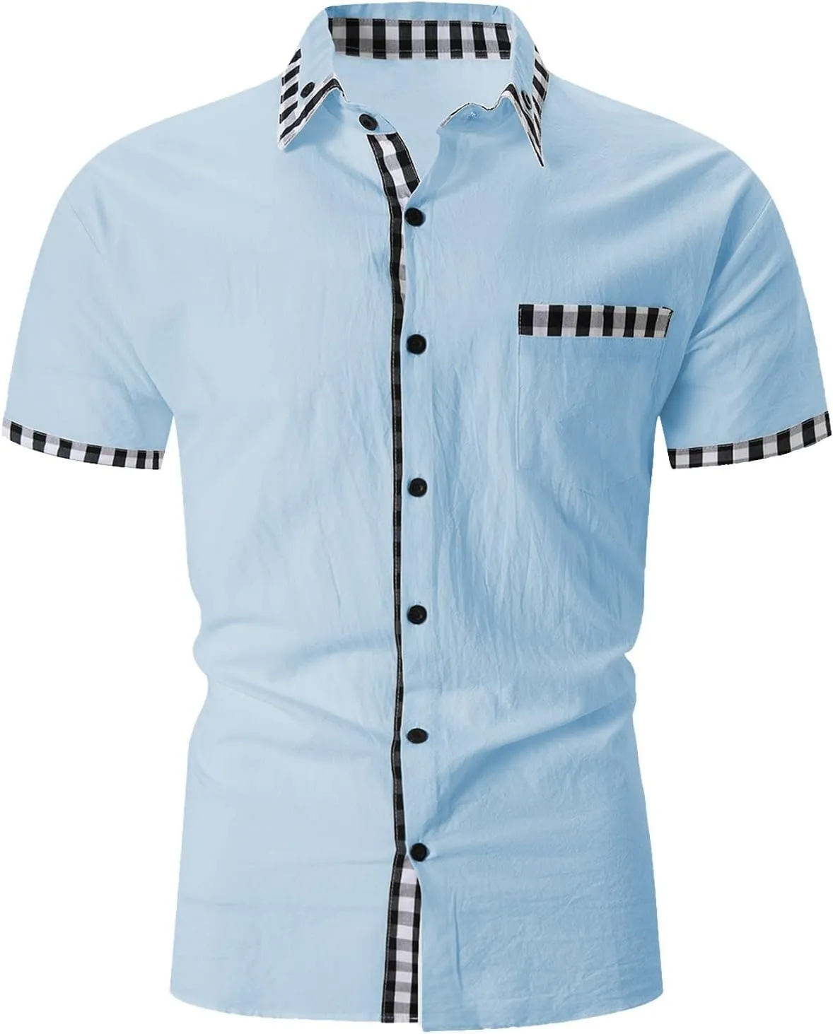 Linen Shirts Mens Short Sleeve Button Down Shirt Summer Casual Beach Wedding Shirts Lightweight Loose Hippie Tops