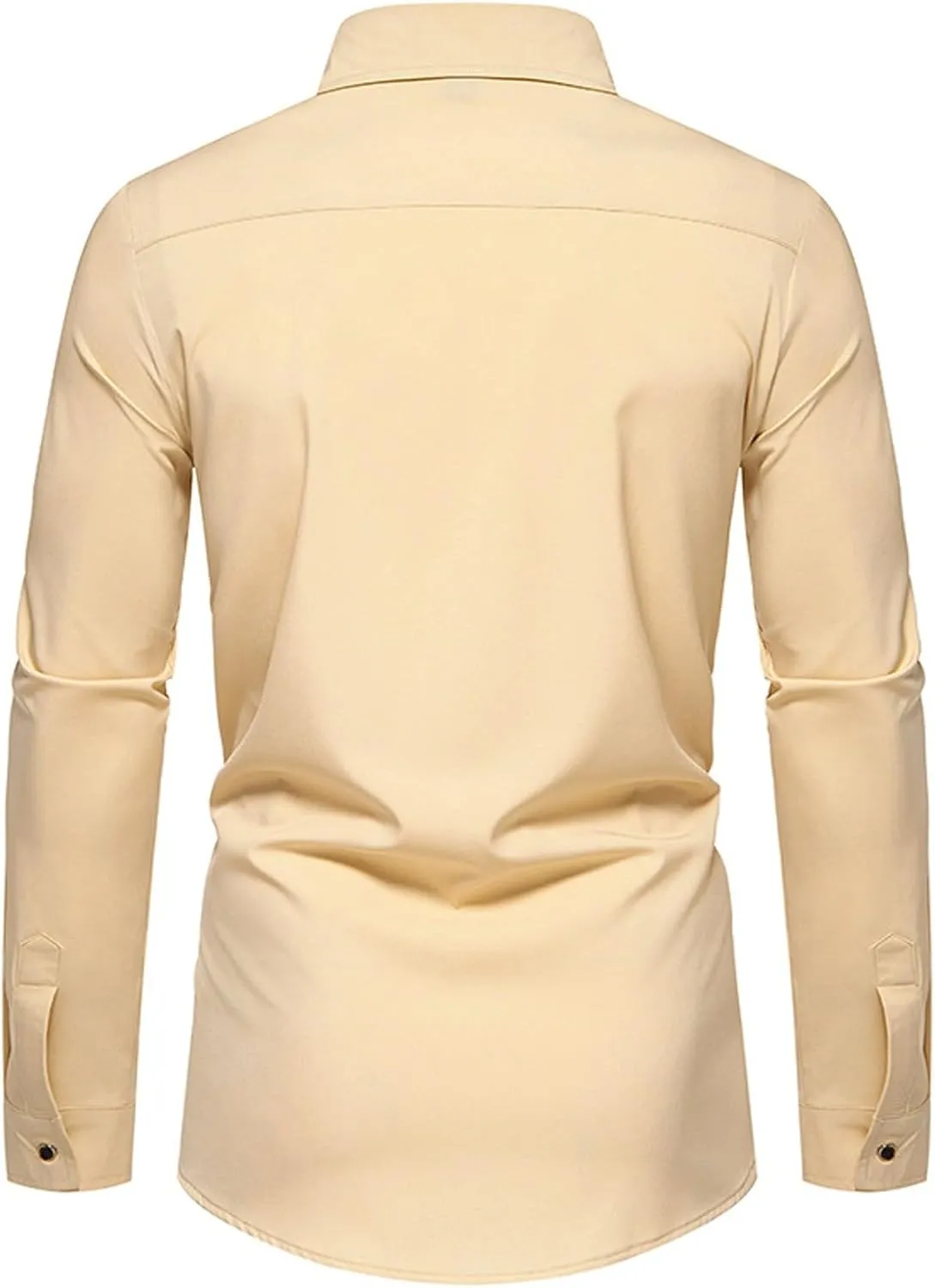 Long Sleeve T Shirt Men Casual Button Down Collared Dress Shirts Lightweight Slim Fit Wrinkle Free Business Shirt