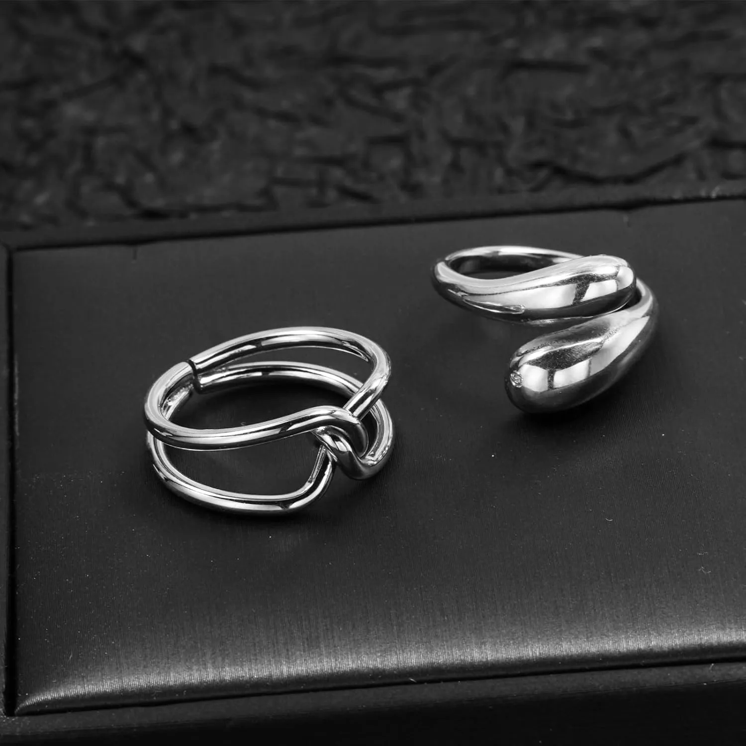 Loqimu Chunky Statement Rings: Stainless Steel Gold Stackable, Adjustable Rings for Women - Fashion Crossover, Knot Twist Set in Pink