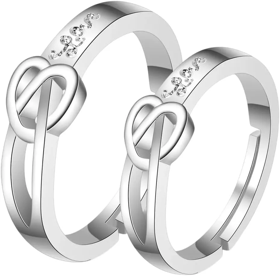 Luxury Couple Paired Rings For Women Men Proposal Promise Adjustable Geometric Wedding Rings Anniversary Jewelry Gift