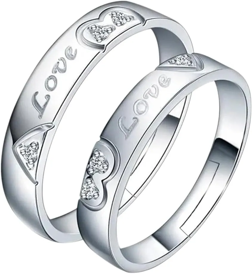 Luxury Couple Paired Rings For Women Men Proposal Promise Adjustable Geometric Wedding Rings Anniversary Jewelry Gift
