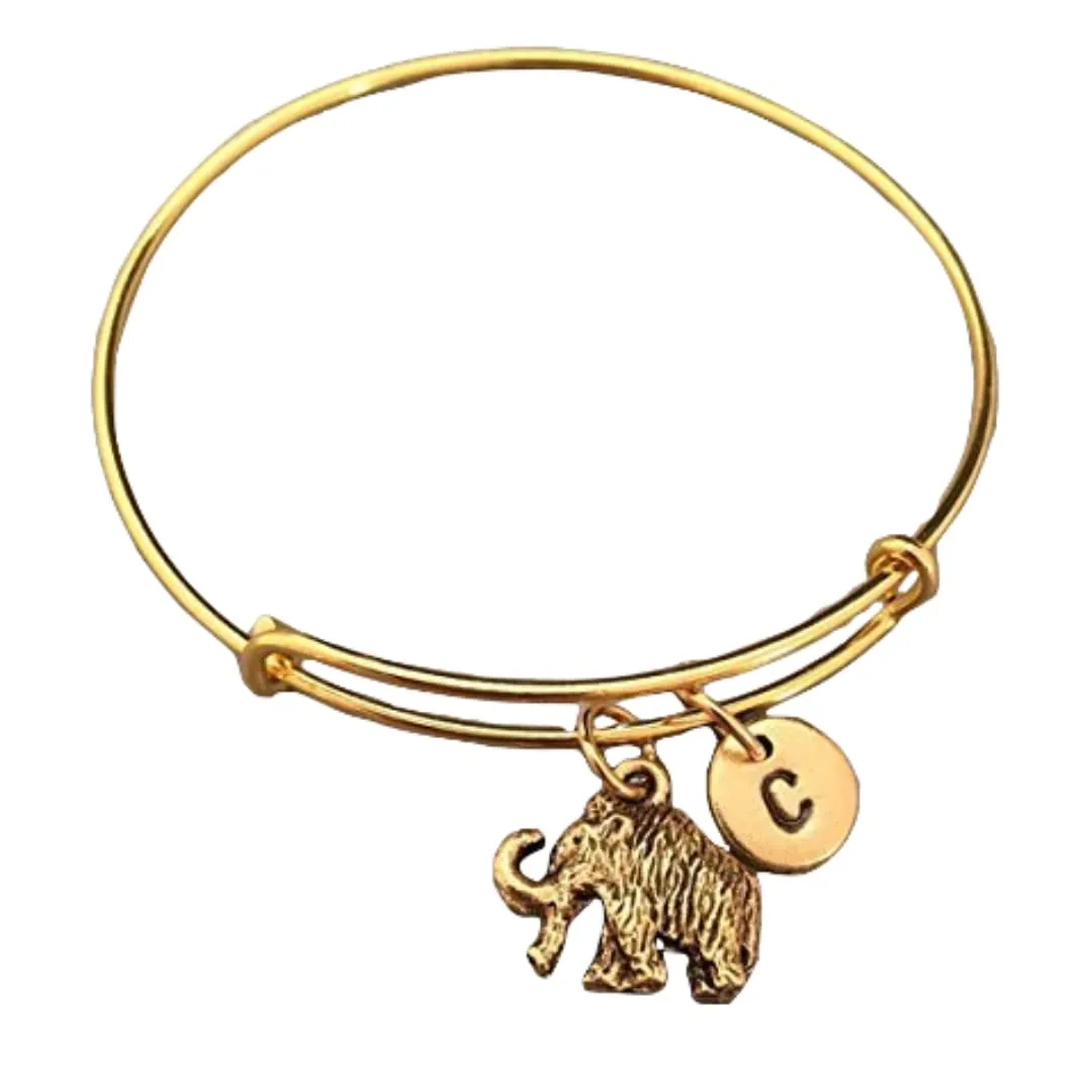 Mammoth bangle, mammoth charm bracelet, expandable bangle, charm bangle, personalized bracelet, initial bracelet, monogram