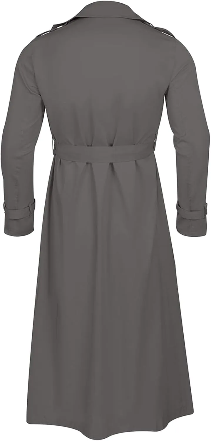 Man's Long Trench Coat Double Breasted Belted Trench Coat Cosplay Costumes Casual Lapel Long Jacket Overcoats