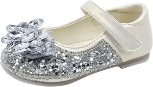 Mary Jane Flat for Girl Children's Shoes Leather Shoes Soft Sole Girls Crystal Sparkling Diamond Girls Single