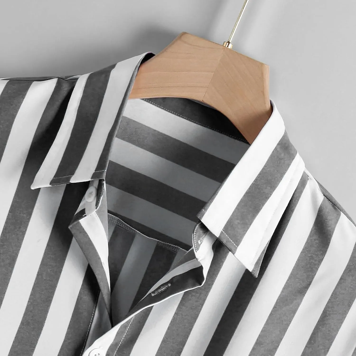 Men Button Down Striped Shirts Long Sleeve Tops Casual Basic Blue and White Striped Dress Shirt Slim Fit Blouses