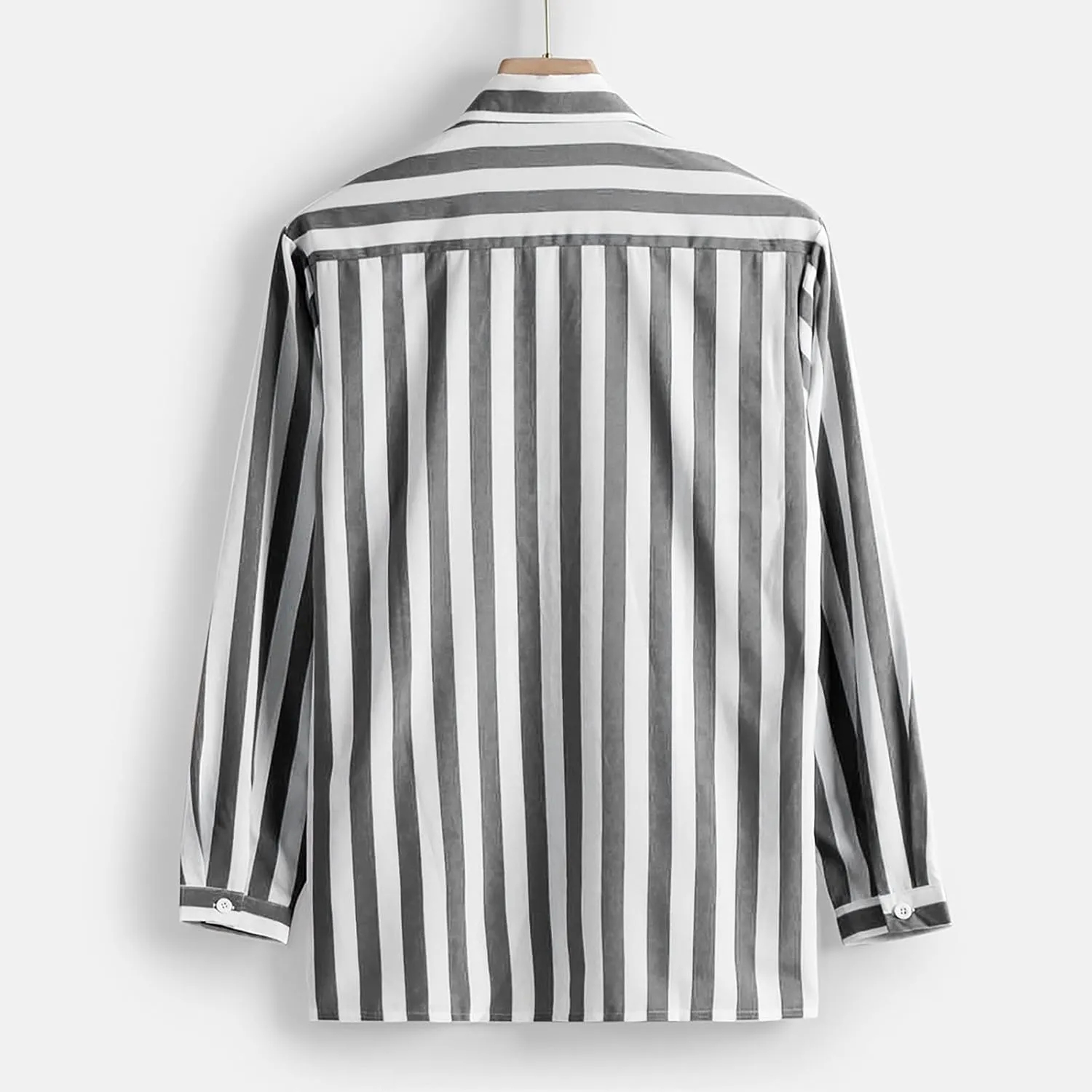 Men Button Down Striped Shirts Long Sleeve Tops Casual Basic Blue and White Striped Dress Shirt Slim Fit Blouses