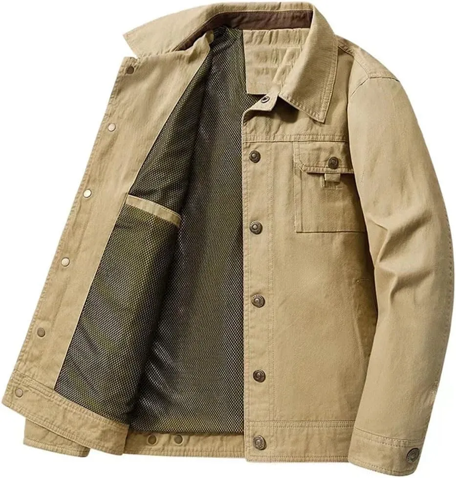 Men Cargo Jackets Autumn Casual Windbreaker Fashion Cargo Coat Baseball Jackets Camping Outerwear