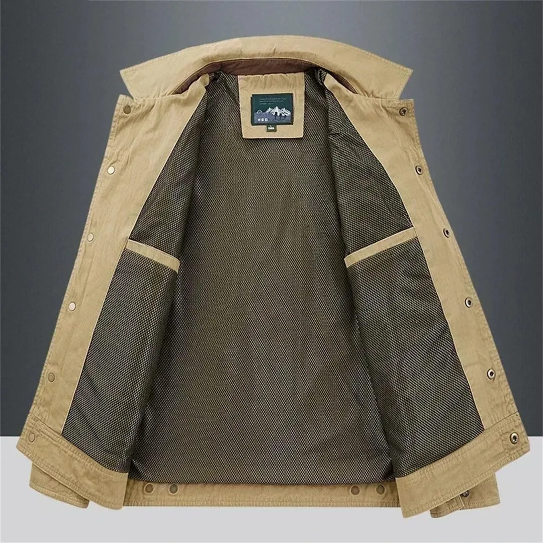 Men Cargo Jackets Autumn Casual Windbreaker Fashion Cargo Coat Baseball Jackets Camping Outerwear