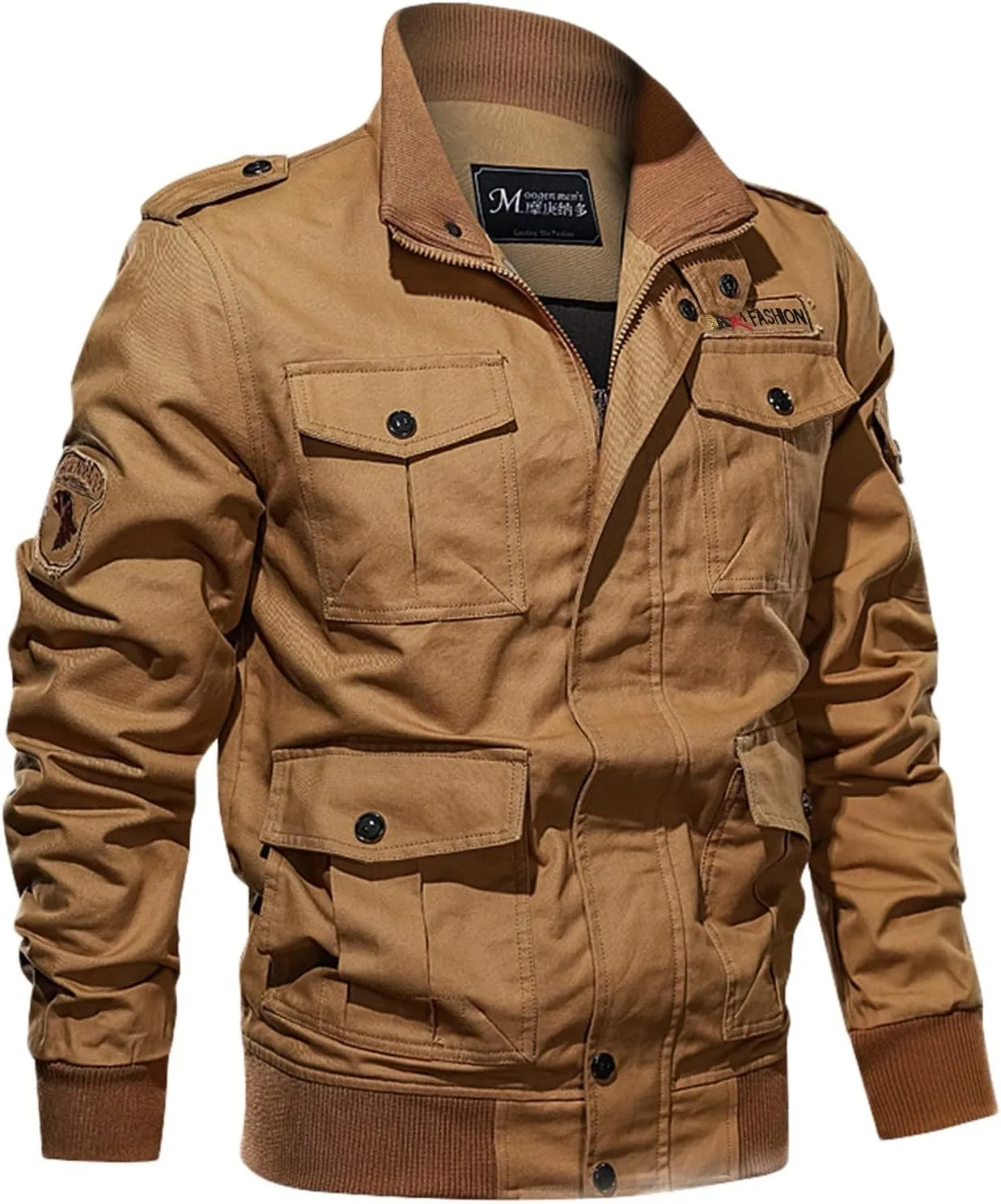 Men Fall Winter Jacket Multi Pockets Full Zip Cargo Jackets Coat Outdoor Casual Windbreaker Jackets Military Outwear