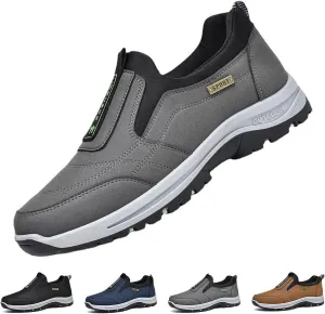 Men Walking Slip On Shoes,Slip On Orthopedic Sneakers,Waterproof Hiking Trekking Shoes,Anti-Slip Lightweight Low-top Safety Shoes with Arch Support (Grey 39EU)