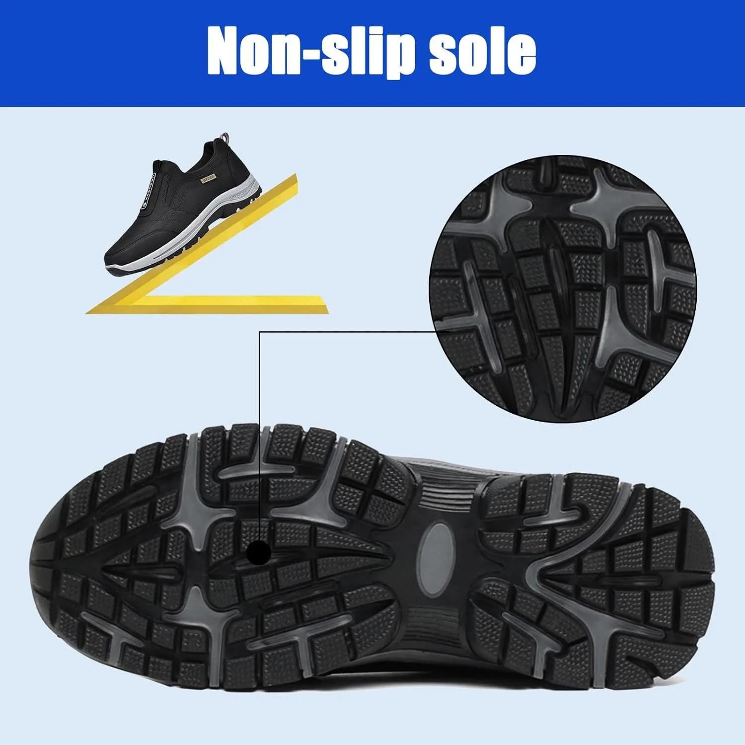 Men Walking Slip On Shoes,Slip On Orthopedic Sneakers,Waterproof Hiking Trekking Shoes,Anti-Slip Lightweight Low-top Safety Shoes with Arch Support (Grey 39EU)