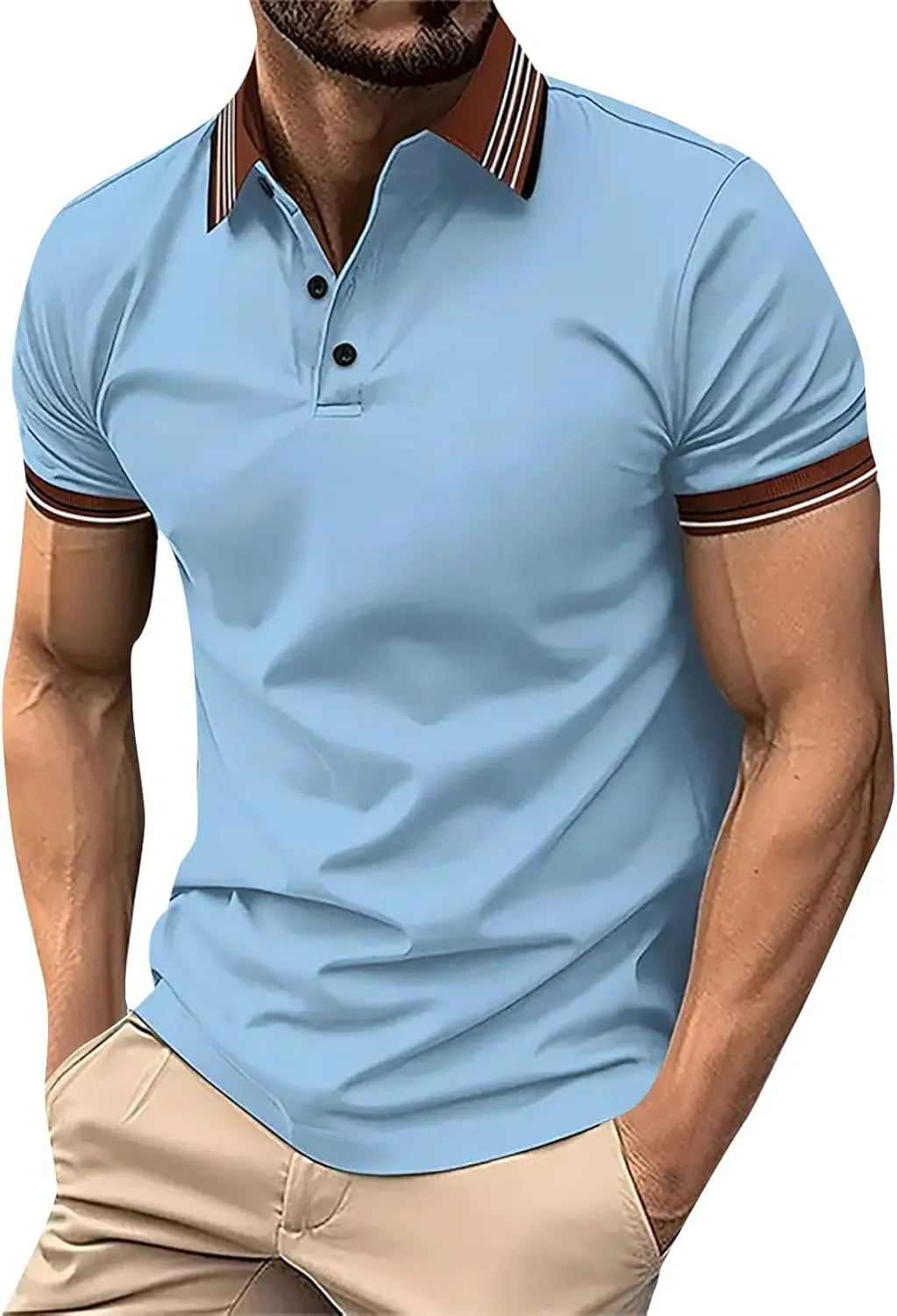 Mens Athletic Short Sleeve Polo Shirts 2025 Casual Golf Shirts Buttons Collared Solid T Shirts with Pocket