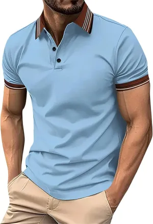 Mens Athletic Short Sleeve Polo Shirts 2025 Casual Golf Shirts Buttons Collared Solid T Shirts with Pocket