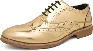 Mens Brogue Patent Leather Lace Up Formal Oxford Classic Wing Tips Tuxedo Modern Business Dress Wedding Derby Shoes