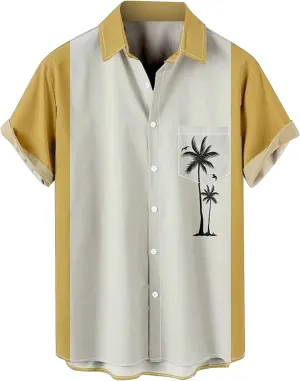 Mens Button Shirts Cruise Wear for Men Black Shirt Mens Exercise Shirts Cotton and Linen Shirts for Men Custom Hawaiian Shirt for Men, Medium, Yellow