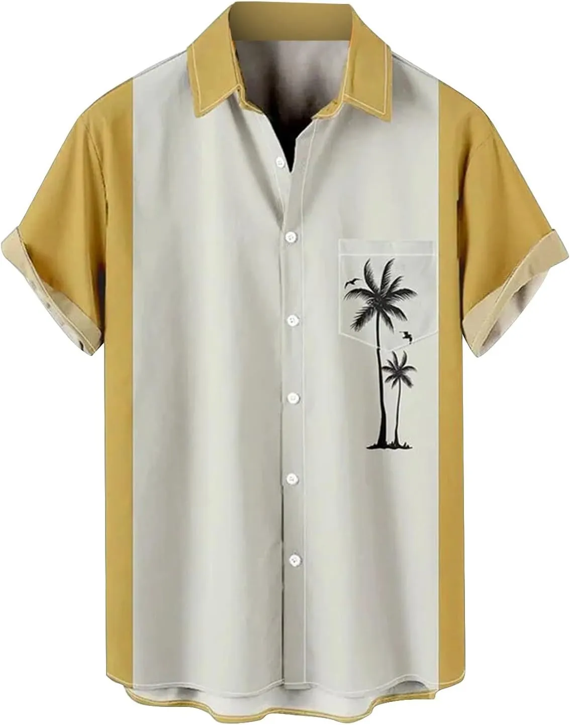 Mens Button Shirts Cruise Wear for Men Black Shirt Mens Exercise Shirts Cotton and Linen Shirts for Men Custom Hawaiian Shirt for Men, Medium, Yellow