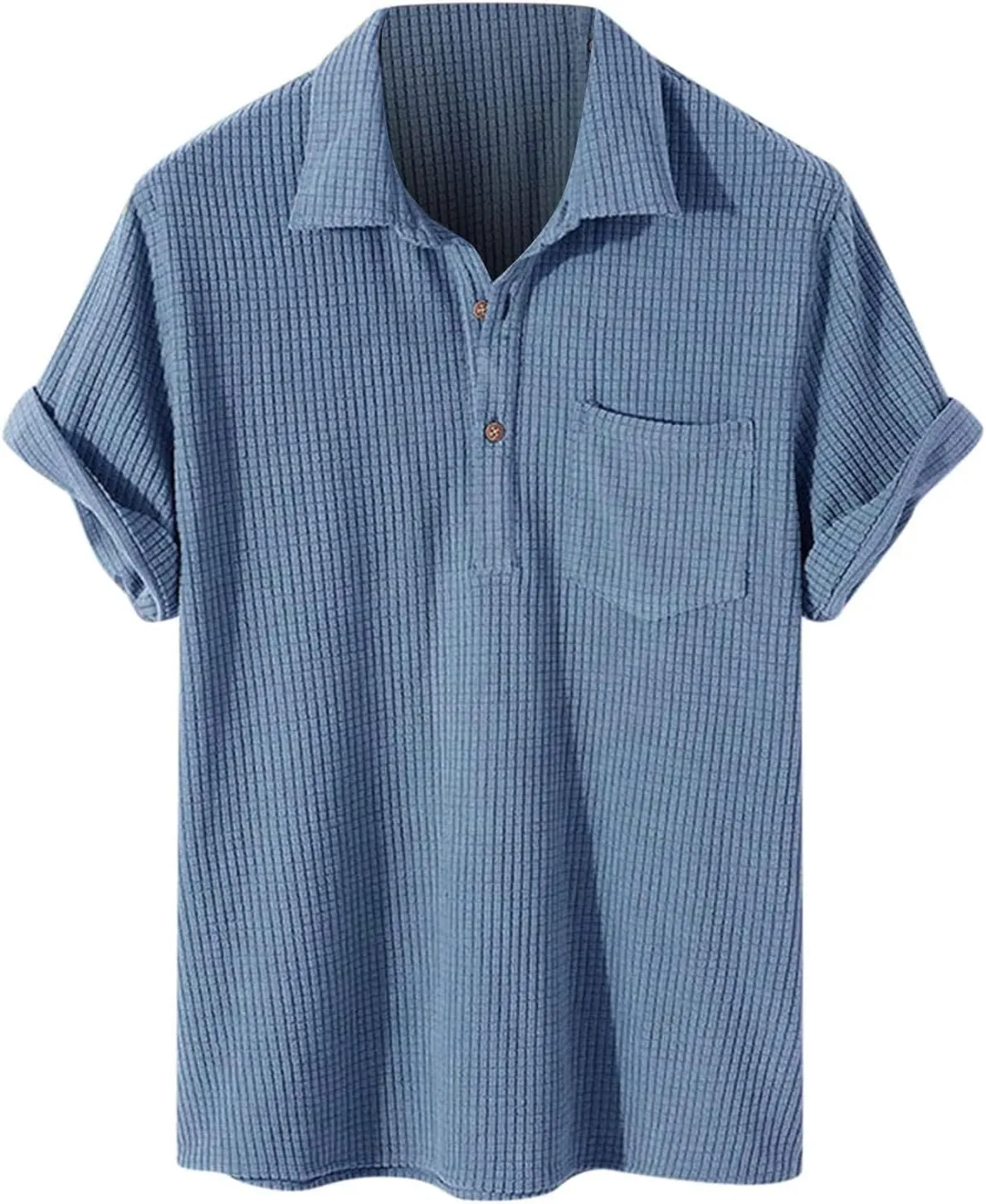 Mens Casual Button-Down Shirts, Short Sleeve Striped Dress Shirts with Button Down Tops