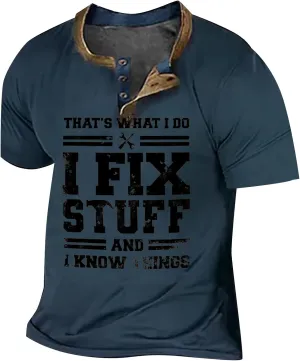 Men's Casual Henley Shirt Big and Tall Short Sleeve V Neck Button Up Workout Shirts Shirts 3D Graphic Print Tees