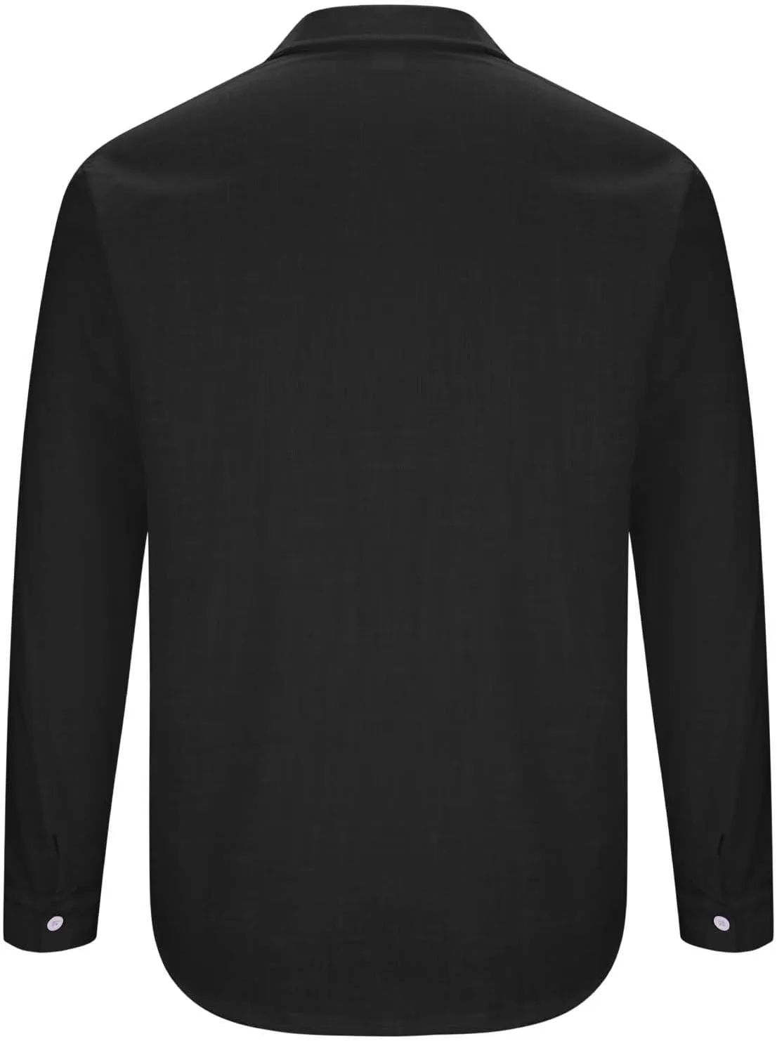Mens Cotton Linen Shirt Casual Stylish Roll-Up Long Sleeve Beach Button Down Shirt Band Collar Casual Summer Tshirt