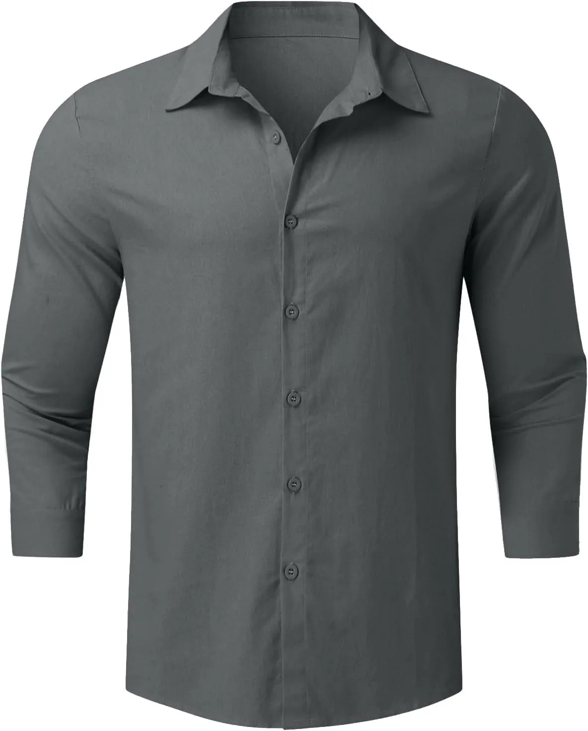 Men's Cotton Linen Shirts Summer Casual Button Down Long Sleeve Shirt Lightweight Loose Turn Down Collar Blouses