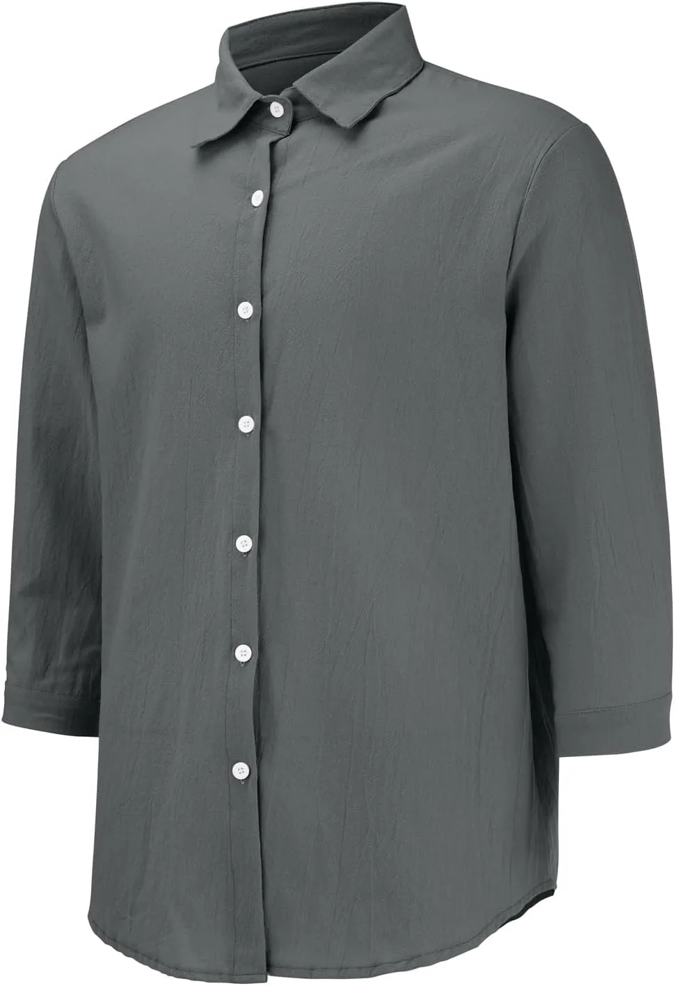 Men's Cotton Linen Shirts Summer Casual Button Down Long Sleeve Shirt Lightweight Loose Turn Down Collar Blouses