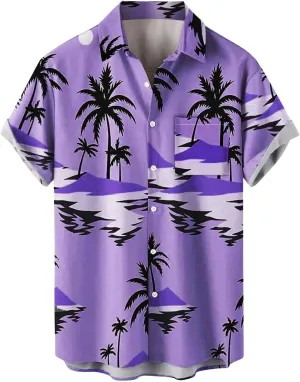 Mens Dress Shirts Sleeve Casual Button Down Beach Flower Shirt and Shorts Suits Mens Trunks Top Mens Shirts Short