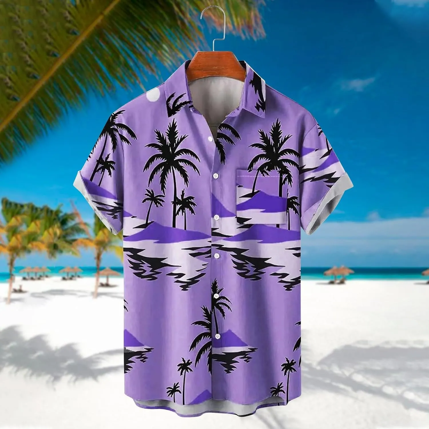 Mens Dress Shirts Sleeve Casual Button Down Beach Flower Shirt and Shorts Suits Mens Trunks Top Mens Shirts Short