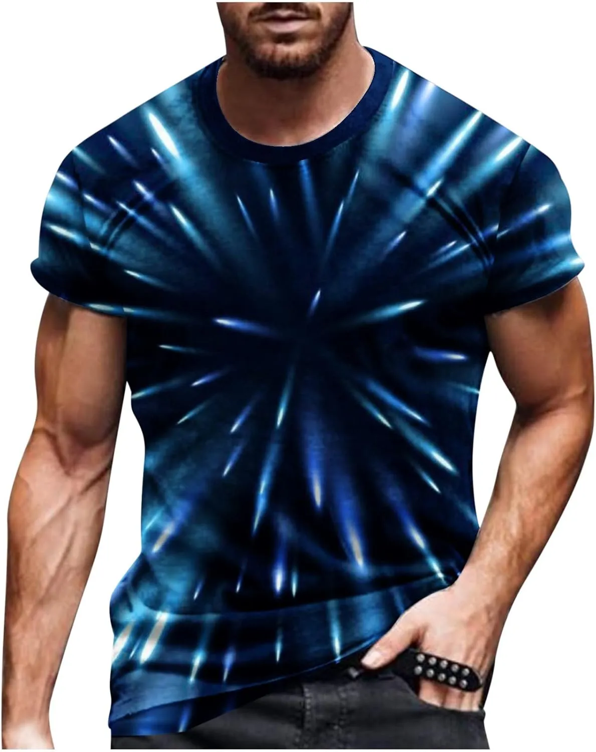 Mens Fashion 3D Print T-Shirts 2023 Casual Summer Tops Funny Graphics Pattern Crewneck Short Sleeve Tees for Men