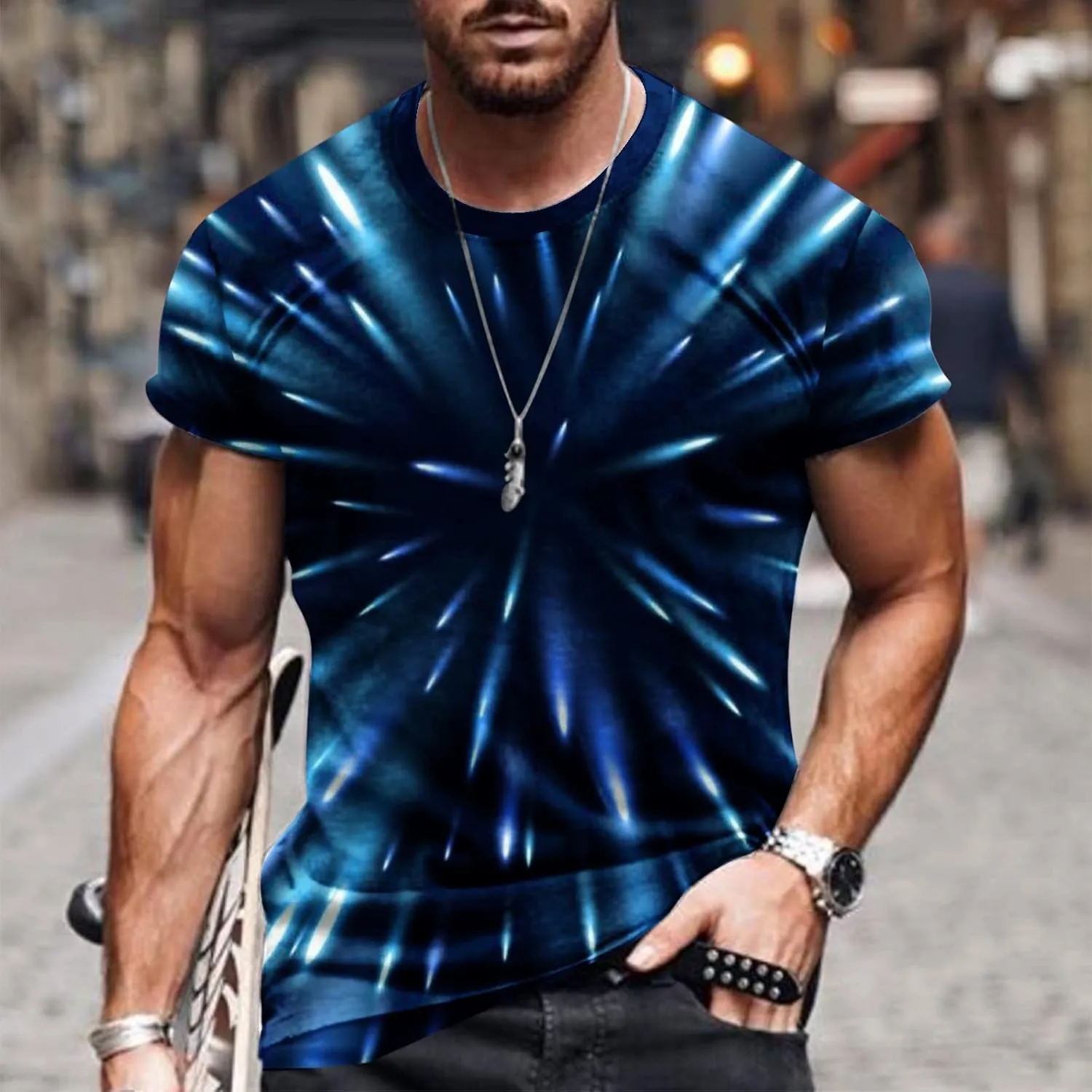 Mens Fashion 3D Print T-Shirts 2023 Casual Summer Tops Funny Graphics Pattern Crewneck Short Sleeve Tees for Men