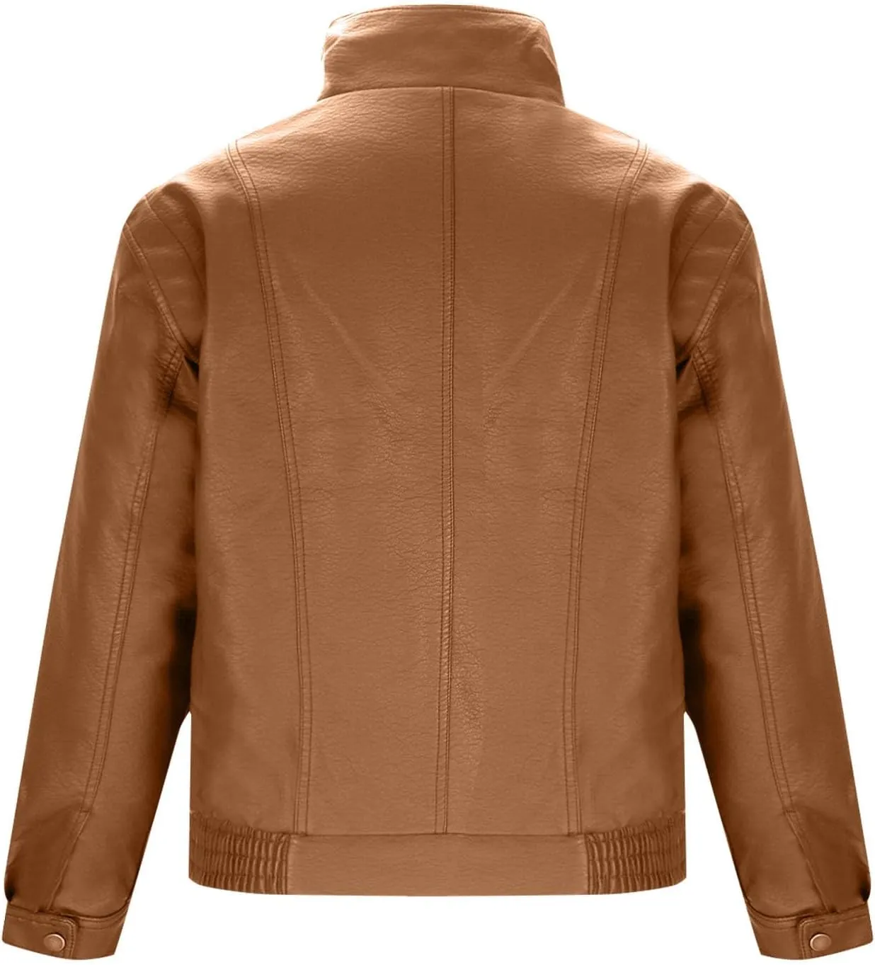 Mens Faux Leather Jacket Winter Warm Fleece Lined Fashion Motorcycle Jackets Coat Full Zip Buttons Stand Collar Coats