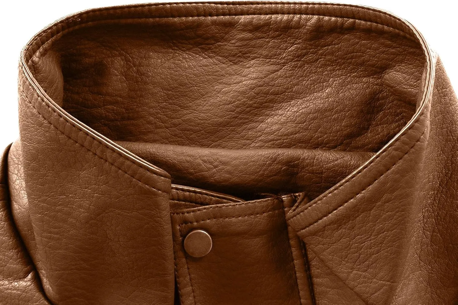 Mens Faux Leather Jacket Winter Warm Fleece Lined Fashion Motorcycle Jackets Coat Full Zip Buttons Stand Collar Coats