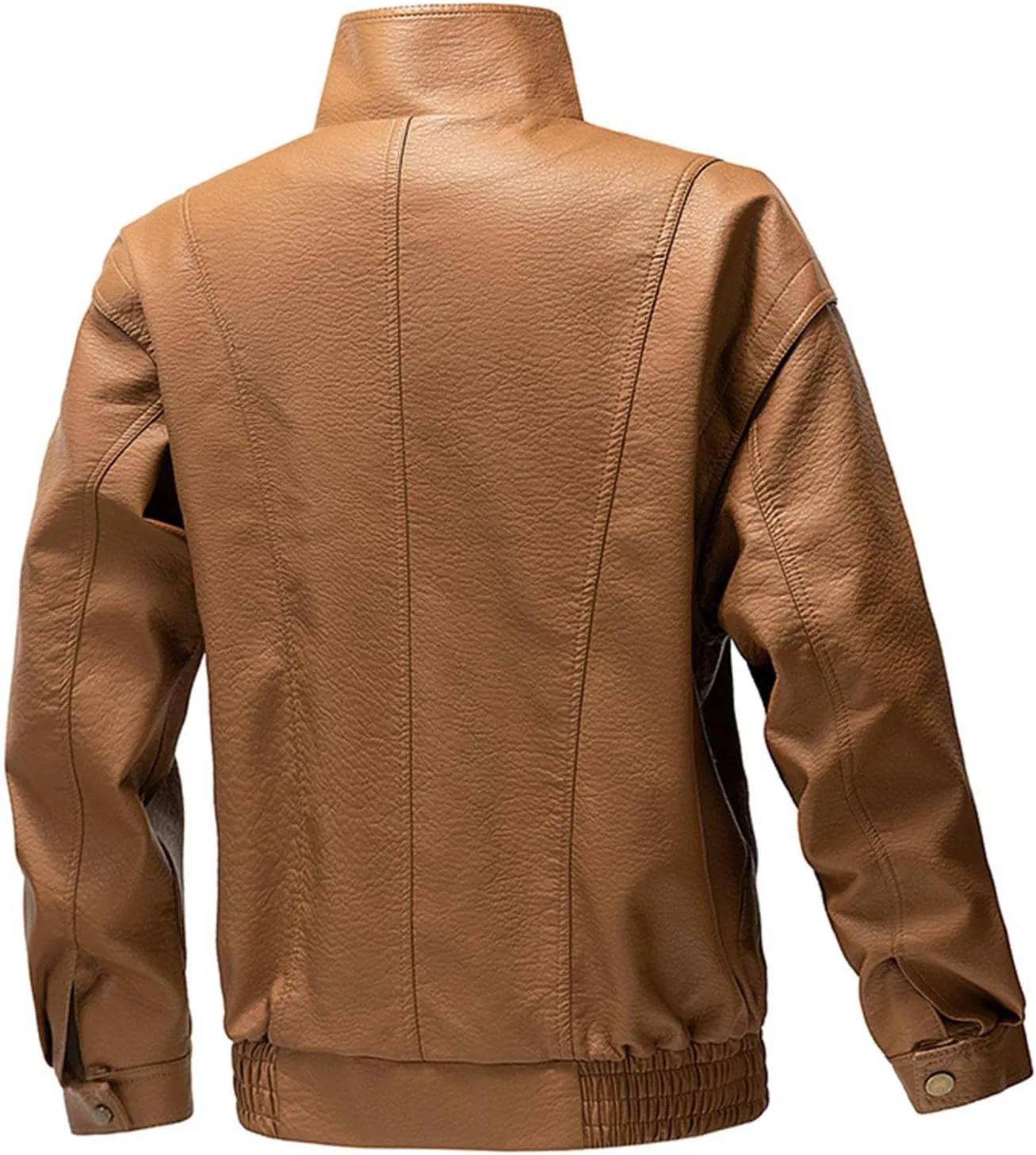 Mens Faux Leather Jacket Winter Warm Fleece Lined Fashion Motorcycle Jackets Coat Full Zip Buttons Stand Collar Coats